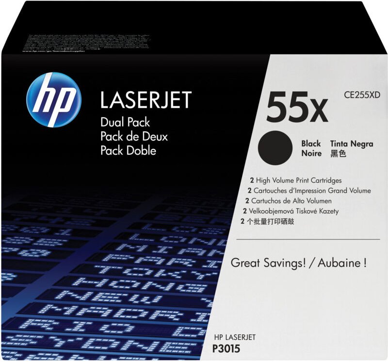 HP 55X 2-pack High Yield Black Original LaserJet Toner Cartridges Tonerkartusche 2 Stück(e)