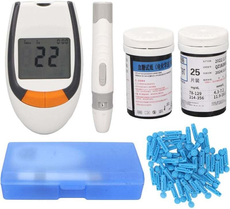 Kit Moniteur Glycémie 50 Bandelettes Test 50 Lancettes Diabète Haute Précision Unité mmol/L Non Commutable mg/dL