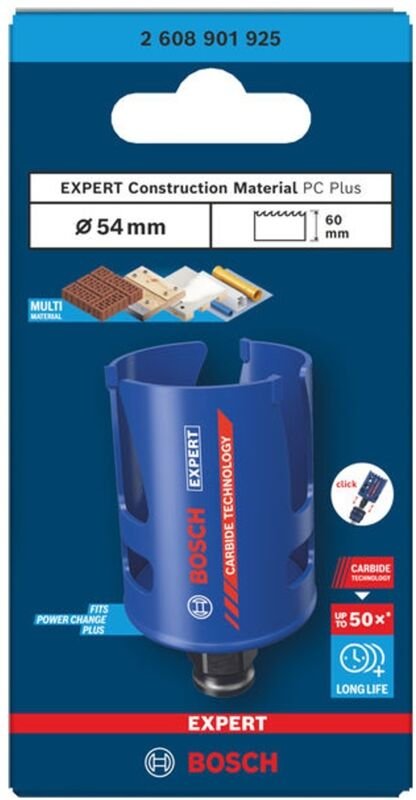 Bosch EXPERT Lochsäge Construction Material Power Change Plus, 54 x 60 mm