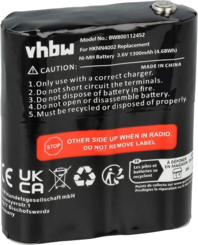 Vhbw - Akku kompatibel mit Motorola Talkabout T5412, T5422, T5532, T5622 Funkgerät, Walkie Talkie (1300mAh, 3,6V, NiMH)