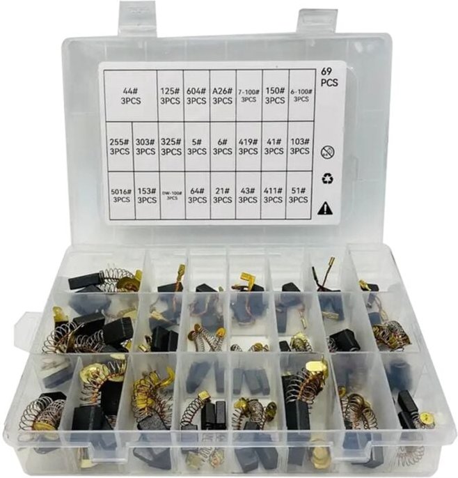 69Pcs Elektromotor Kohlebürsten 23 Größen Motoren für Power Tool Reparatur Ersatz Teile