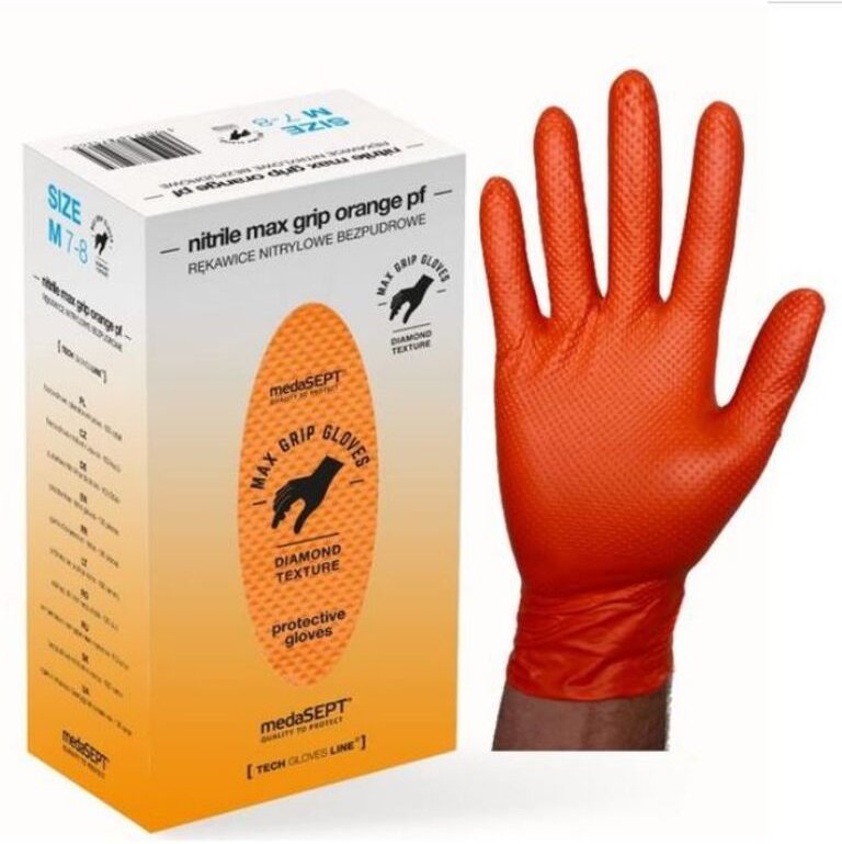 Verstärkte Nitrilhandschuhe Max Grip Orange Grösse M - Rek Gu Np M