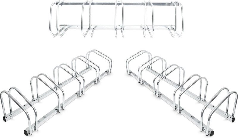 3 x 5er Fahrradständer im Set, Mehrfachständer für je 5 Fahrräder, zur Boden- und Wandmontage, HBT 26 x 130 x 32 cm, sil...