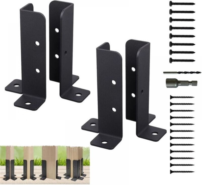 Vtizikl Supports de poteaux de terrasse réglables, Ensemble de 4 supports de base de poteau, Supports de pergola pour po...