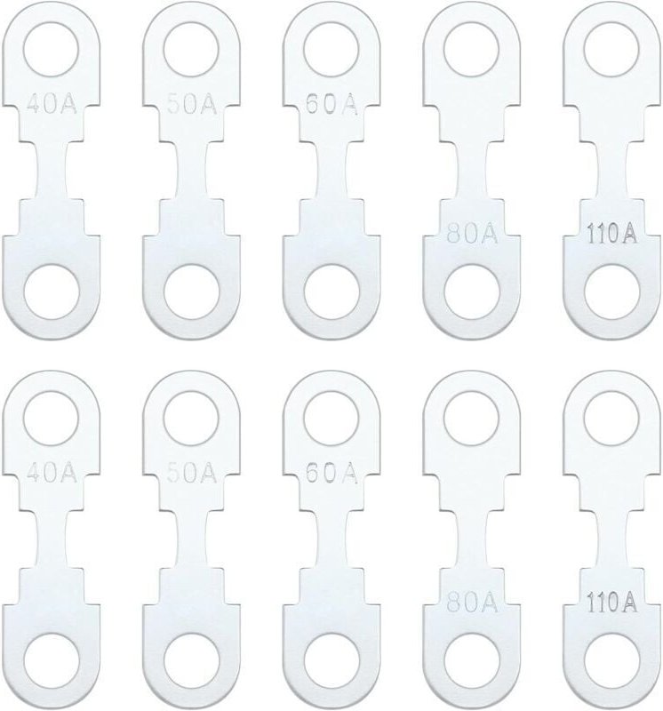 10 Stück silberfarbene Flachsicherungsleisten aus Zinklegierung, Ersatzsicherungsleisten für 32 V Gleichstrom, kompatibe...