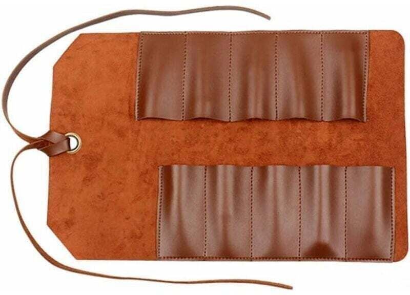 Werkzeugtasche aus Leder zum Aufrollen, 10 Fächer, Mehrzweck-Organizer für Holzbearbeitung, Schraubenschlüssel, Hellbrau...