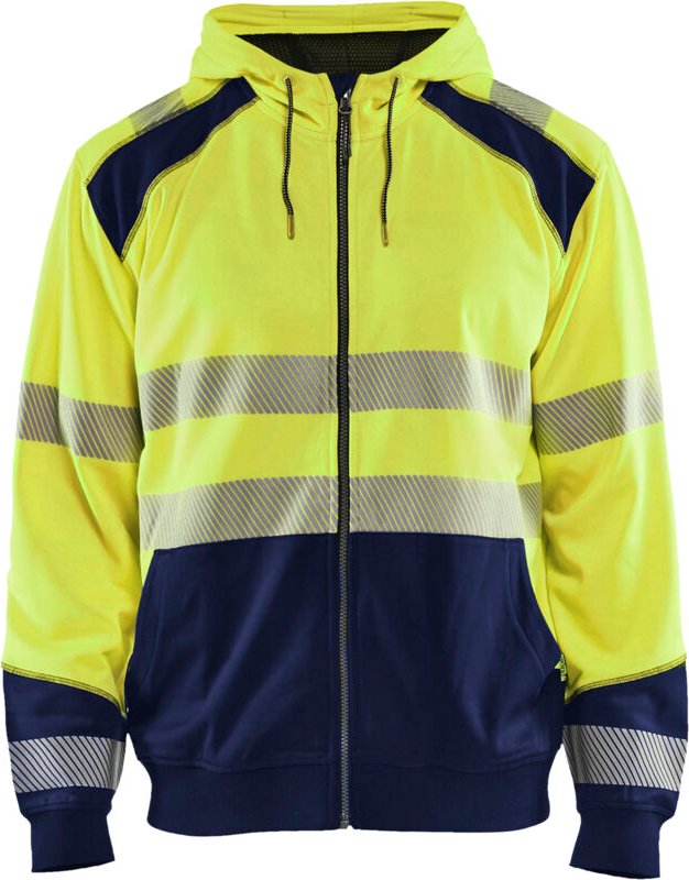 Arbeitskapuzenpullover mit Reißverschluss, Hochsichtbarkeit 3546 - Neon Gelb/Navy M