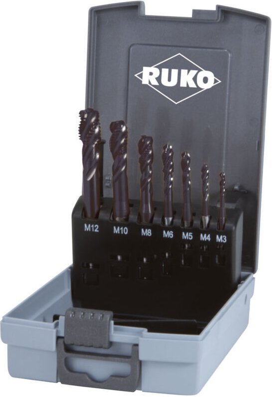 RUKO Maschinengewindebohrer-Satz HSSE-Co 5 TiAlN in Kunststoffkassette 7-teilig - 245069RO