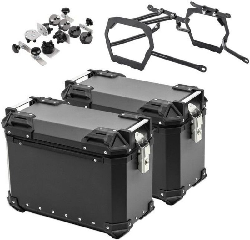 Seitenkoffer Aluminium - Royal Enfield Himalayan 410 (2017-2025) - 30 L - Aluminium 2 mm - Schwarz wasserdicht