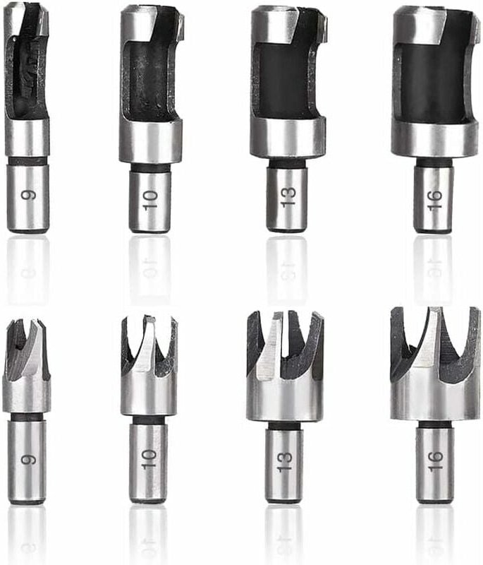 Aiperq - Holzpfropfenbohrer, 6 mm/10 mm/13 mm/16 mm Holzpfropfenbohrer, Holzpfropfenbohrer aus Karbonstahl für die Holzb...