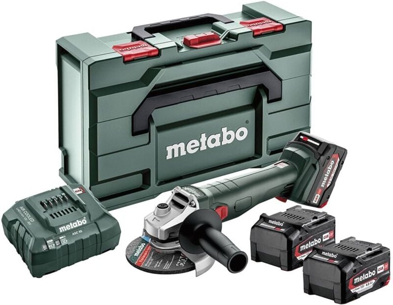 Akku Winkelschleifer 18V Set - Trennschleifer mit 3x Li-Power Akku 18V + Ladegerät im Koffer - Metabo