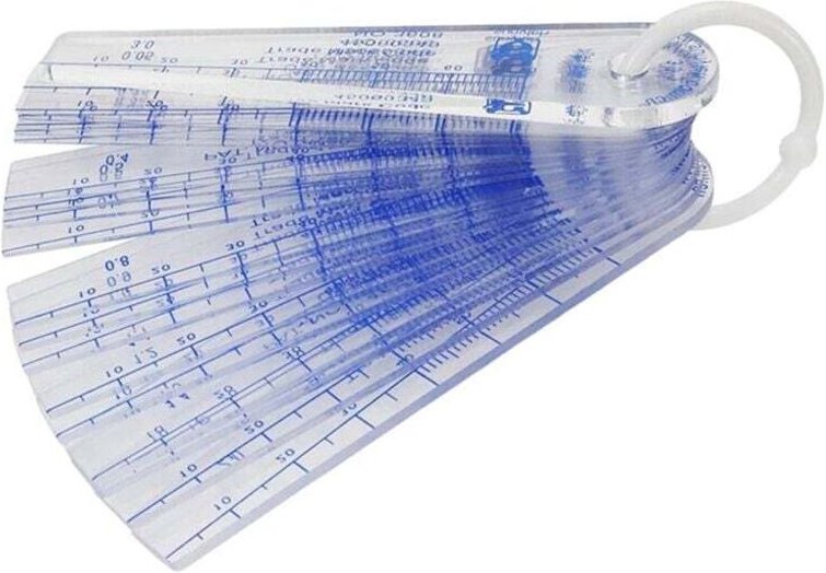 Kunststoffdickenmesser 0,05 mm bis 3 mm, metrisches Abweichungsmessgerät, 21 Blatt