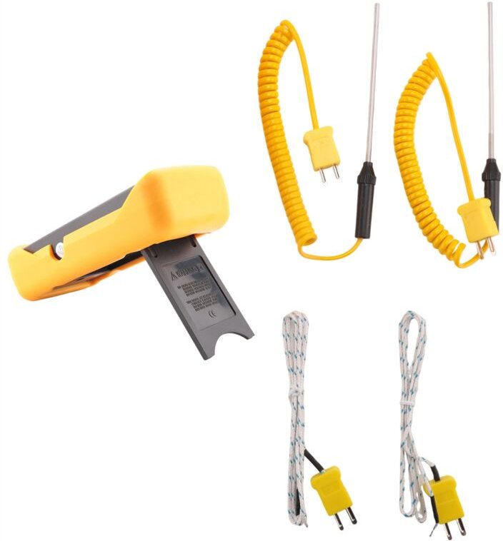 Digitales Thermoelementthermometer Typ K (-50–1300 °C) mit zwei Kanälen und 4 Sonden, Handthermometer für hohe Temperatu...