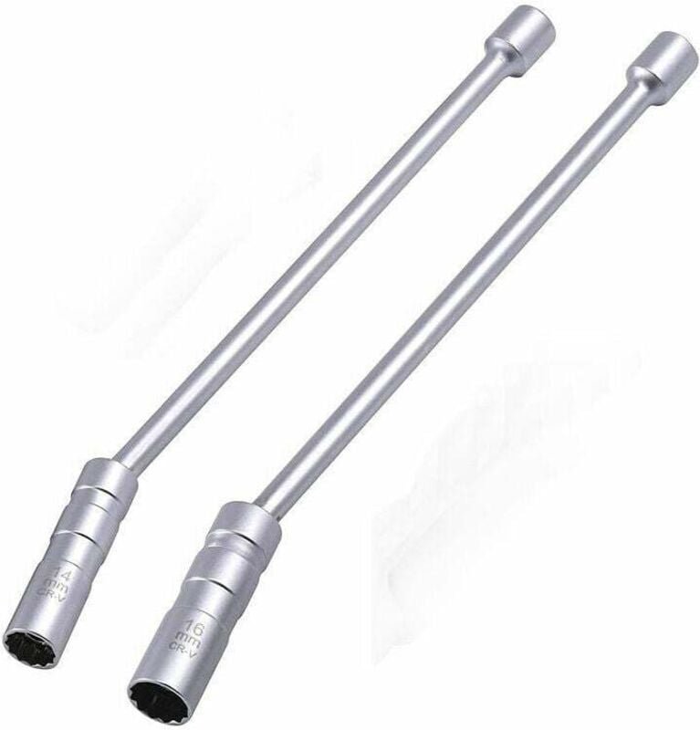 Zündkerzenschlüssel, 14 mm, 16 mm, verlängerter magnetischer Zündkerzenschlüssel, Zwölfkant, 3/8 Zoll, universeller flex...