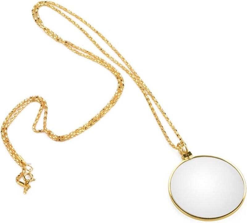 Hängende Lupe, 5-fache tragbare Monokel-Lupen-Halskette zum Selbermachen, Lesen, Basteln und für Hobbys (Gold)