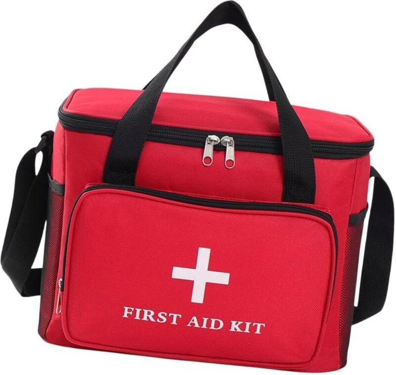 Leerer Erste-Hilfe-Kasten, großes Fassungsvermögen, leicht, mehrere Fächer, ideal für Outdoor- und Bootsaktivitäten, rot