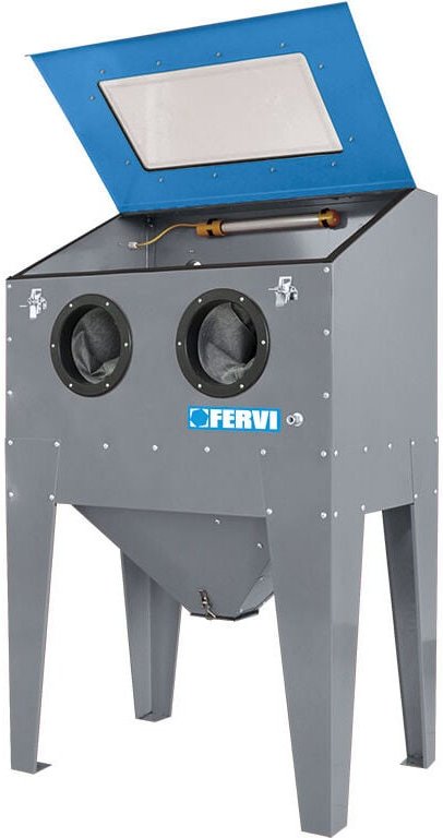 Fervi - sandstrahlkabine sandstrahler mit handschuhen und sandstrahlpistole 0575S