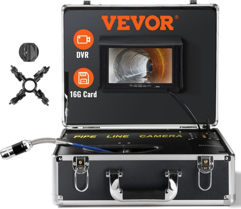 Kanalkamera, 50 m, 7-Zoll-Bildschirm, Rohrinspektionskamera mit DVR-Funktion, wasserdichte IP68-Kamera, 12 einstellbare ...