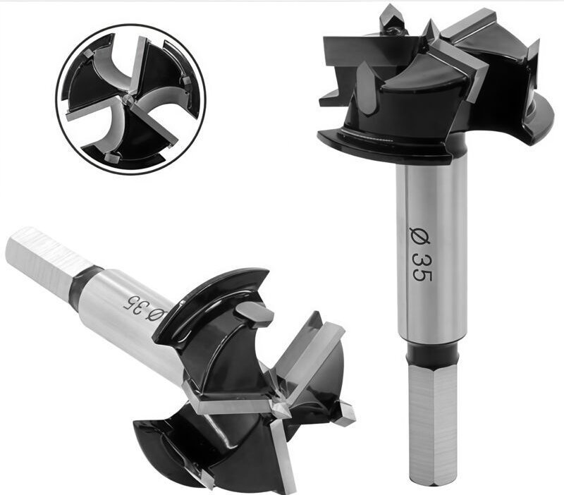 Bohrer-Sets, verbesserter 35-mm-3-Schneiden-Hartmetall-Holzbohrer für Holzschrauben, Fräser, Säge für Elektrowerkzeuge, ...