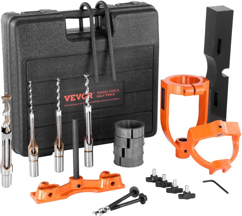 Mophorn - vevor Stemmvorsatz für Bohrmaschine, 4 Modellbohrer, Vierkantlochmeißel-Set, Tischbohrer-Positionierungsset, S...