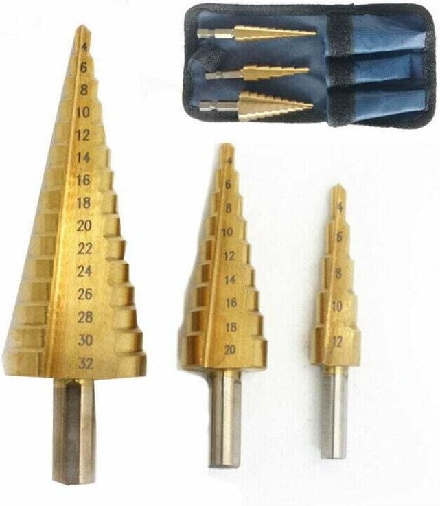 YMYNY Senkkopf-Bits für Metall, 3 Stück, 4–12/20/32 mm, Senkkopf-Bits für Metall, dreieckig, konisch, Sechskant-Senkkopf...