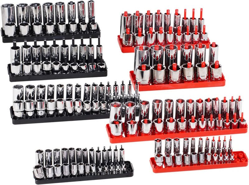 Mophorn Steckschlüssel-Organizer-Set, 8-teilige High-Rod-Steckschlüsselhalter, 1/4 Zoll, 3/8 Zoll und 1/2 Zoll metrische...