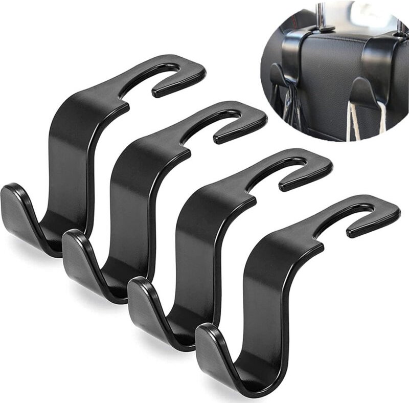 Kopfstützenhaken fürs Auto, 4 Kopfstützenhaken für Autositze, Aufbewahrungsorganizer für die Rücksitzlehne zur Aufbewahr...