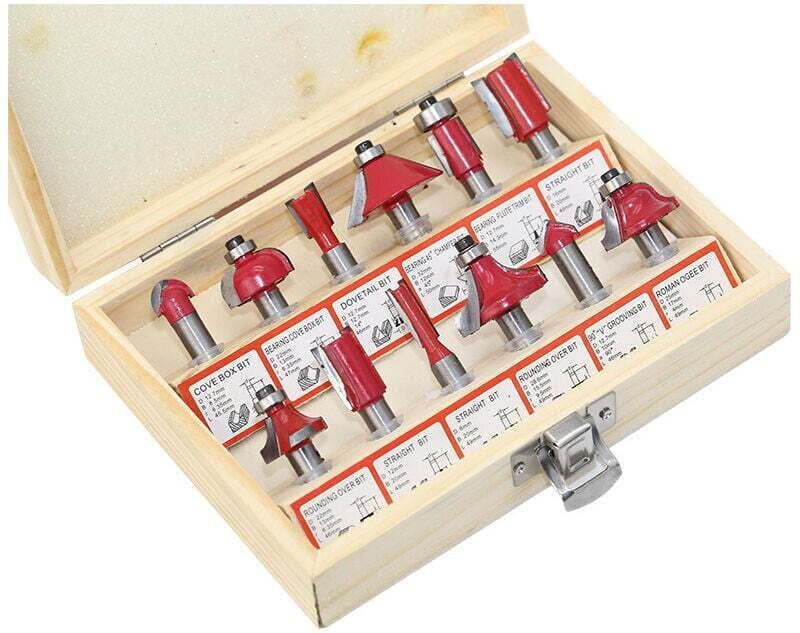 12-teiliges Fräser-Set mit 8 mm Schaft, Wolframkarbid-Fräser, professionelle Werkzeuge für Holzbearbeitung und Heimwerke...