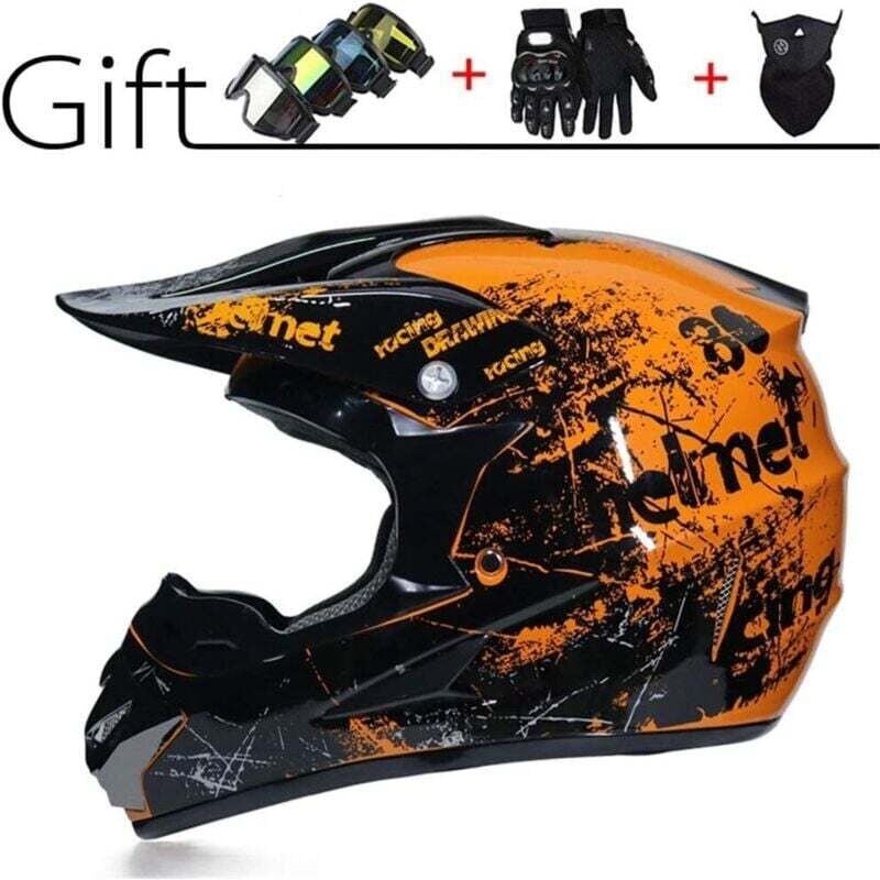 Motocross-Helm für Erwachsene, Herren-Motorradhelm mit Handschuhen/Maske/Brille, DOT-geprüft, Mountainbike-Helm, DH, End...