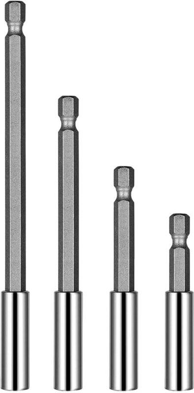 Set mit 4 Bohrverlängerungen mit magnetischem Sechskantschaft – Für Schrauben und Muttern – Ausziehbare Halterung für Ak...