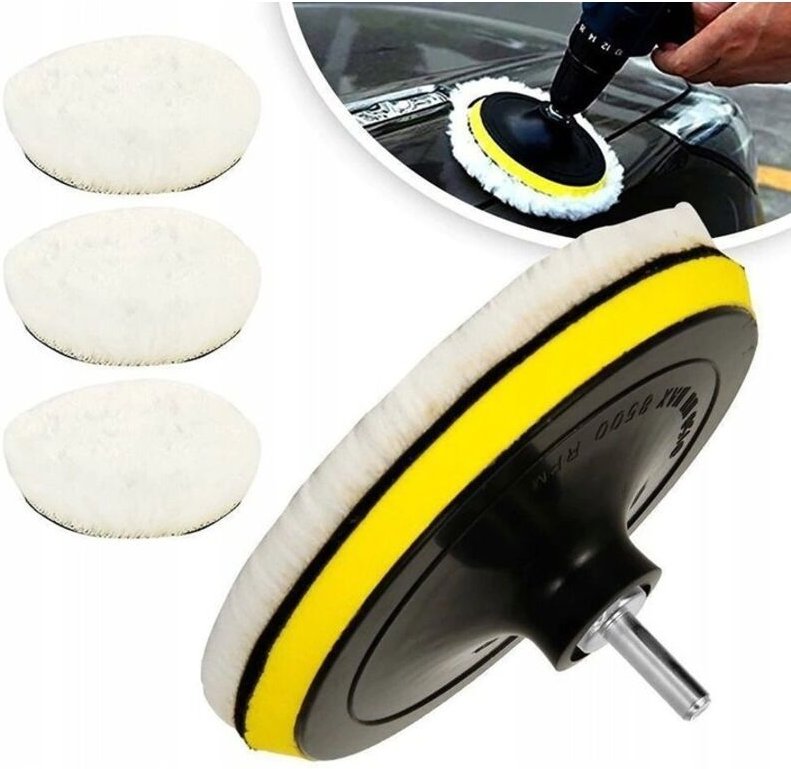 Pad + 3 x Polierpads zum Polieren von Chromlack 125 mm mit Klettverschluss 3 Stück