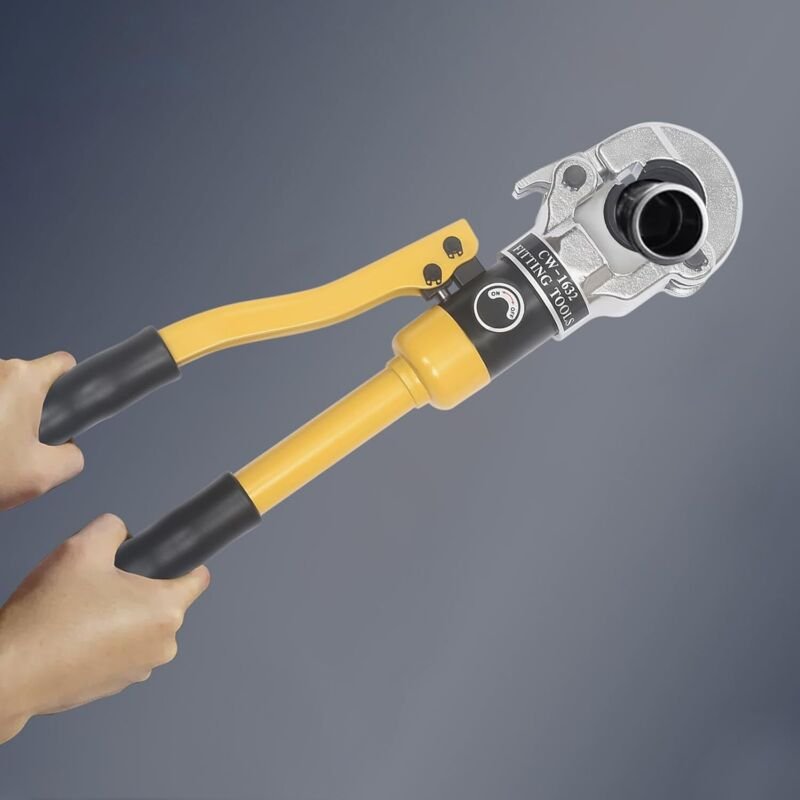 Professionelle 8 Tonnen TH-Kontur Rohrpresszange mit 16-20-25-32mm Einsätze 360° drehbarer Kopf Ideal für Rohrdimensione...