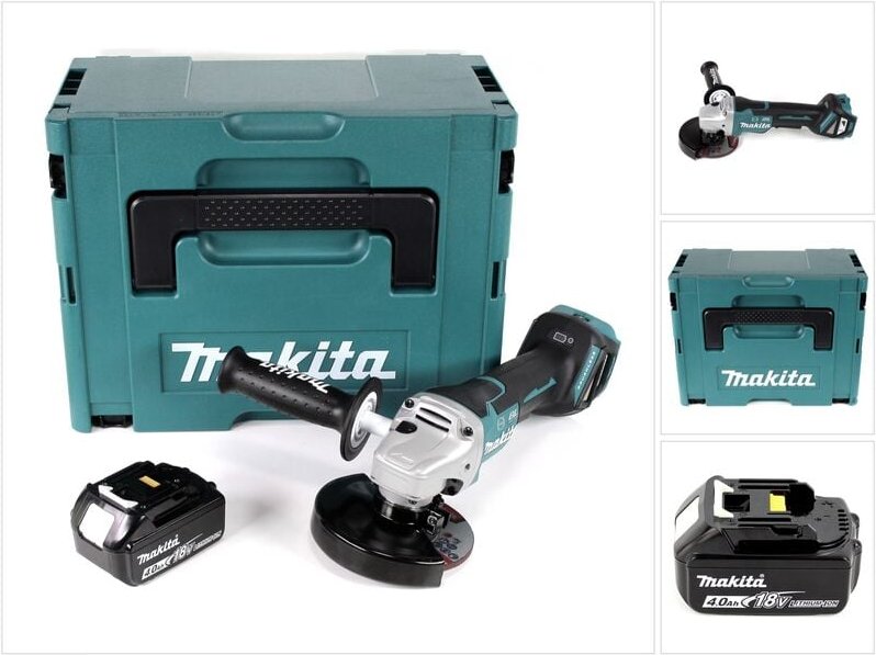 Makita DGA 517 M1J Akku Winkelschleifer 18 V 125 mm Brushless + 1x Akku 4,0 Ah + Makpac - ohne Ladegerät
