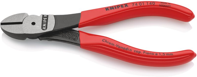 74 01 140 Kraft-Seitenschneider schwarz atramentiert 140 mm - Knipex