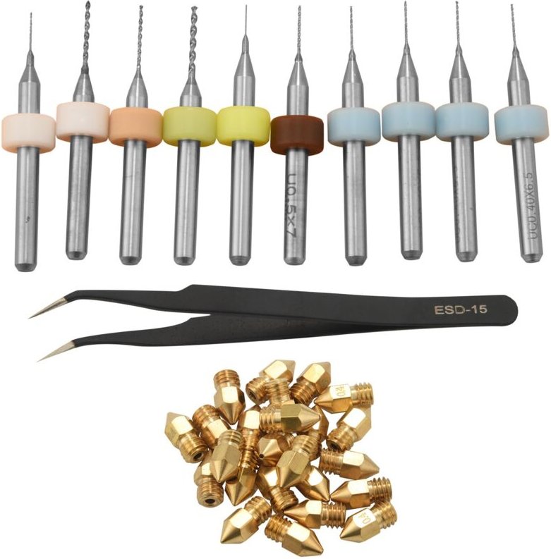 3D Drucker Düse Kit MK8 Extruder Düsen Kupfer Druckkopf mit Reinigung Bohrer Bits für -10