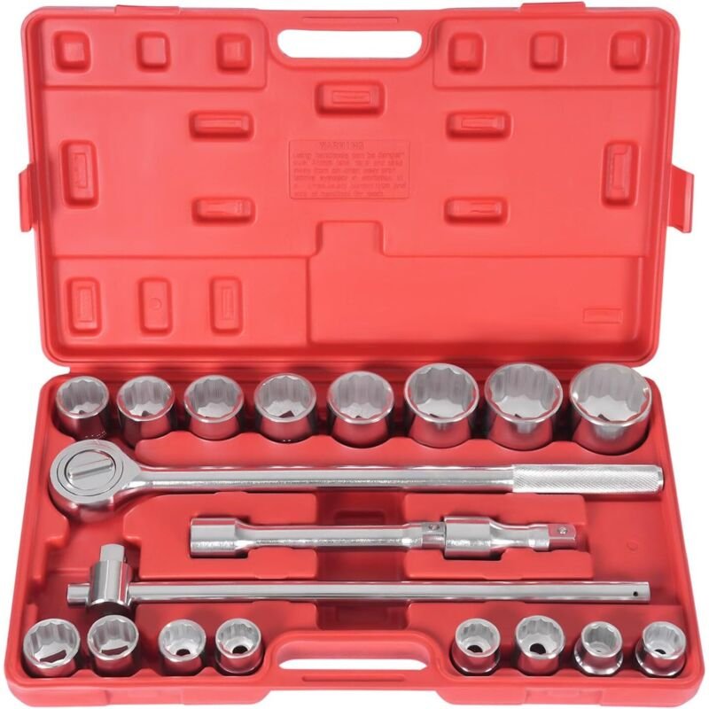 21tlg Ratschenschlüssel Satz mit 3/4" 12-Kant Umschaltratsche Feinmechaniker Steckschlüssel Steckschlüssel-Durchmesser 1...