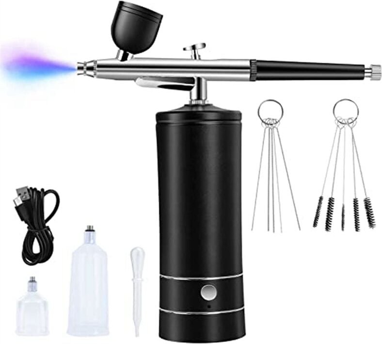 Tlily - Airbrush-Set, wiederaufladbarer kabelloser Kompressor, 30 psi Hochdruck, tragbares Handgerät, Airbrush-Set
