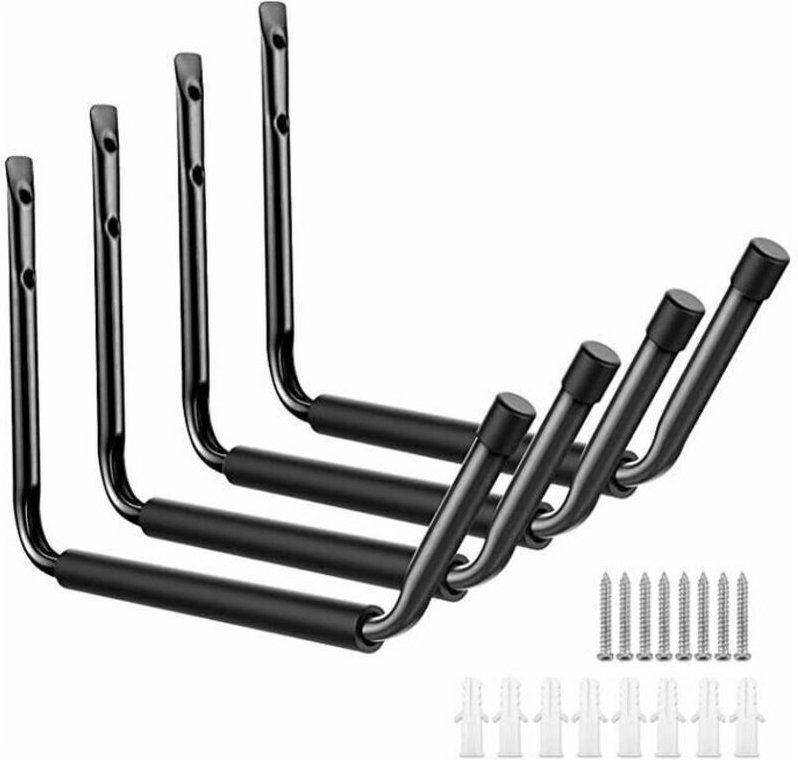 4er-Pack Garagenhaken, Aufbewahrungshaken für Kajaks, Surfbretter, Leitern, Fahrräder, robuste Wandhalterung, zum Organi...