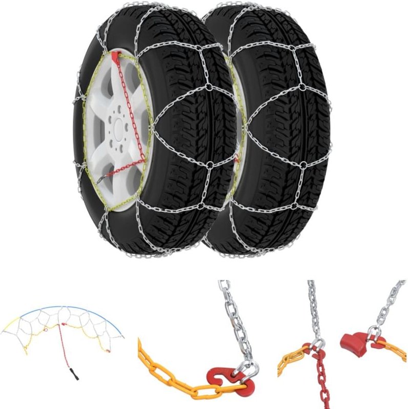 Thumbnail - The Living Store - Schneeketten für Autoreifen 2 Stk. 9 mm KN80 - Kfz-Reifenzubehör - Silber