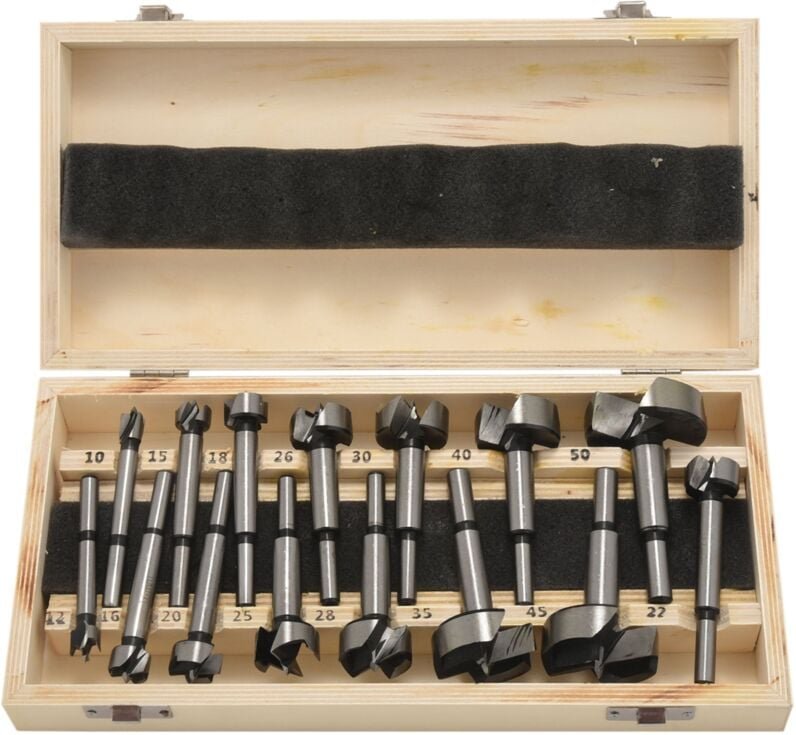 Forstnerbohrer-Set, 15-teilig, 10–50 mm, Lochsägen-Bohr- und Schneidwerkzeug-Sets für die Holzbearbeitung, Möbel, Türsch...