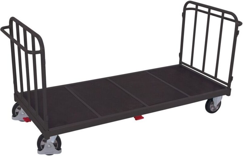 VARIOfit Doppel-Stirnwandwagen mit senkrechten Streben Elastikvollgummibereifung 1200kg Tragkraft 2005x880mm Anthrazitgr...