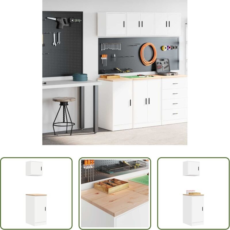 vidaXL Garagenschränke 2 Stk. Weiß Holzwerkstoff