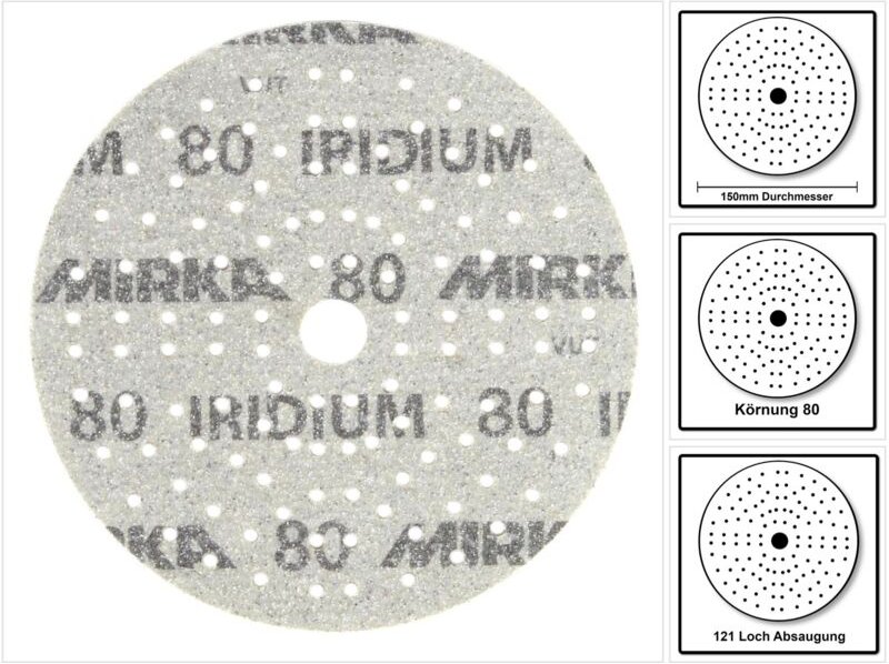 Haftschleifscheibe iridium Grip 121L 150 mm Körnung 80 für Holz / Metall / Lack / Kunststoff Keramik/Korund Lochanzahl 1...