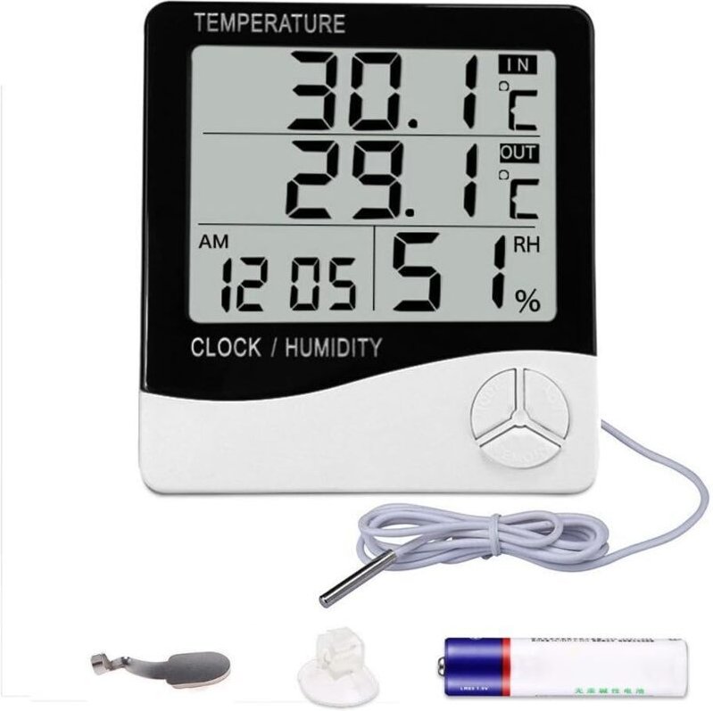 Digitales Thermometer-Hygrometer, Temperatur- und Feuchtigkeitsmesser für Innen- und Außenbereiche, Temperatur- und Feuc...