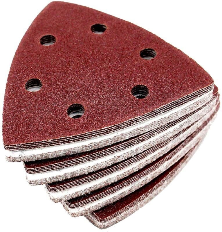 Delta-Schleifdreiecke │ 100 Stück │ 6 Löcher │ 93 x 93 x 93 mm │ Körnung 80 │ für Delta-Schleifer │ Schleifblätter │ Sch...