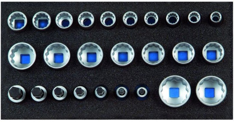 Gedore - 1500 CT1-D 19 Satz Steckschlüsseleinsätze 1/2', UD-Profil, in Check-Tool-Modul