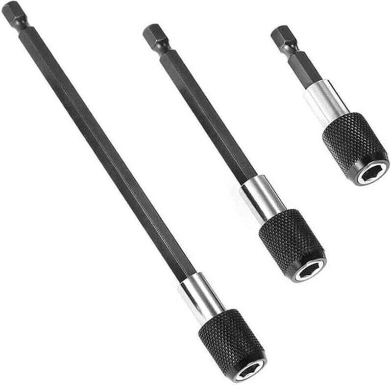 3-teiliger magnetischer Schraubendreher-Bithalter mit 6,35-mm-Sechskantschaft, Verlängerungsstange, Schnellverschluss-Se...