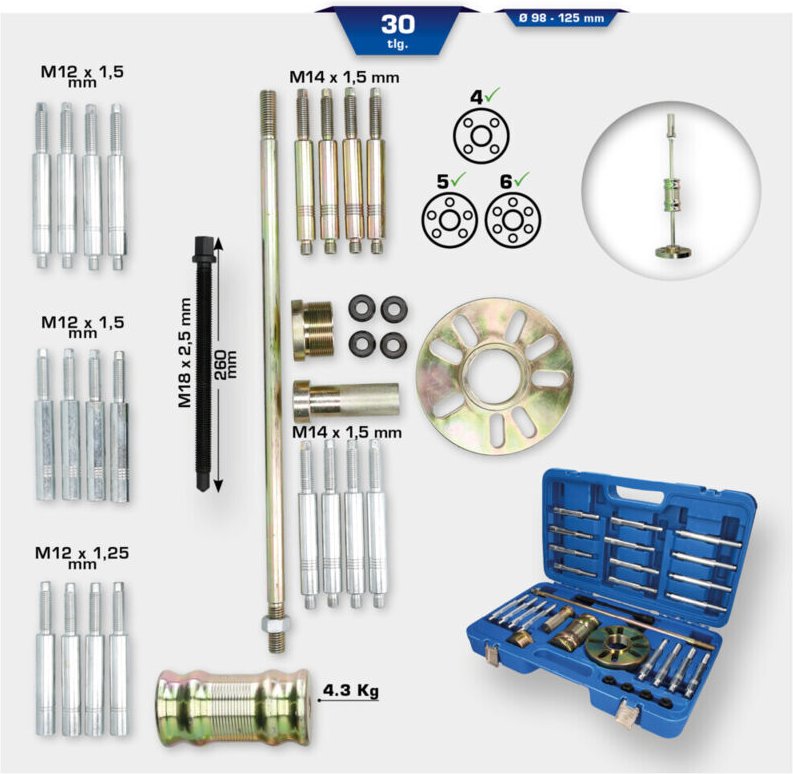 Radnaben-Werkzeug-Satz, 30-tlg