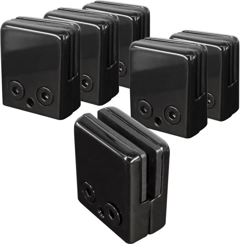 6 Stück schwarze Glasklemmen 8–10 mm, verstellbare Glasklemmen aus Edelstahl 304 mit flacher Rückseite für Balustraden, ...