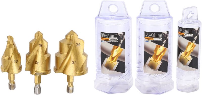 Hebbohrer-Set für Wasserrohre, Hochleistungs-Bohrreparaturwerkzeug mit rotierender Begrenzungsnut, 1/4"-Sechskantschaft,...